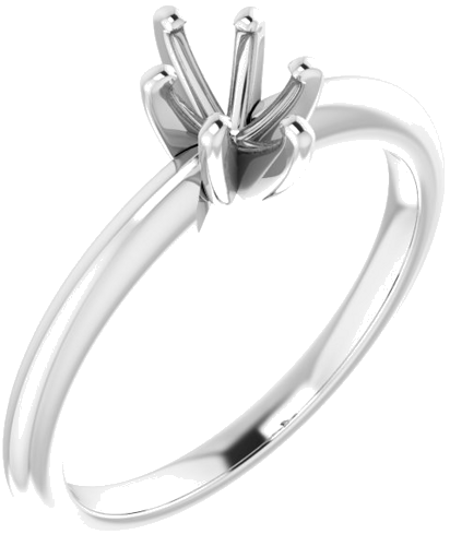 14K White  6x4 mm Oval Solitaire Engagement Ring Mounting (1)