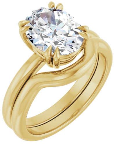 Sužadėtuvių Žiedas „Solitaire“ 585 Geltonojo Aukso Oval 10mm x 8mm (6)