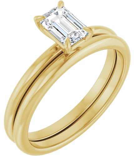 Sužadėtuvių Žiedas „Solitaire“ 417 Geltonojo Aukso Emerald 6mm x 4mm (6)