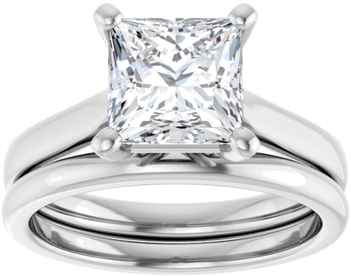 Platinum 7 mm Square Engagement Ring Mounting (8)