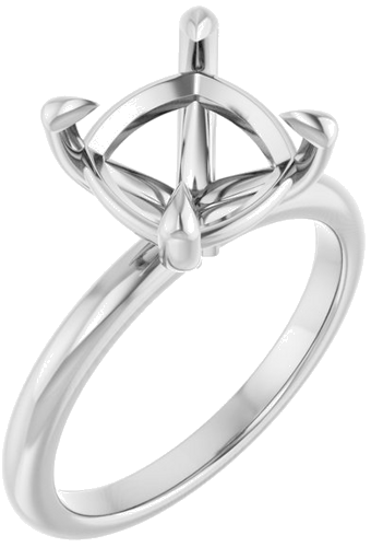 14K White 9x9 mm Cushion Solitaire Engagement Ring Mounting (1)