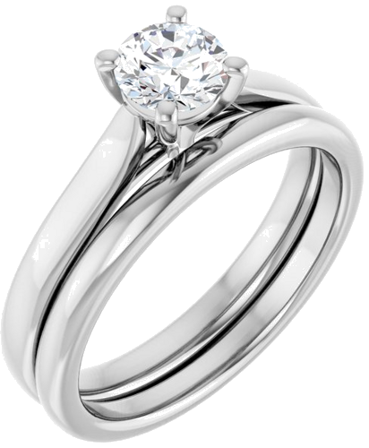 14K White 5.2 mm Round Engagement Ring Mounting (6)