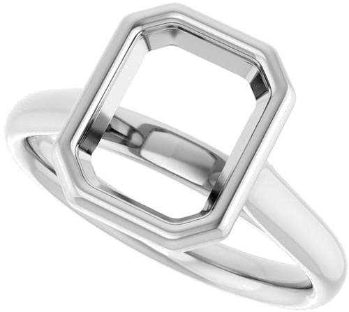 Sužadėtuvių Žiedas „Bezel-Set Solitaire“ 585 Baltojo Aukso Emerald 9mm x 7mm (5)