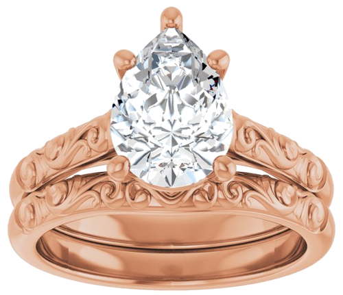 Sužadėtuvių Žiedas „Solitaire“ 585 Rožinis Aukso Pear Shape 10mm x 7mm (8)