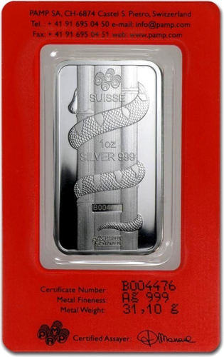 2013 Gyvatės metai 1 oz Investicinio sidabro luitas Lunar PAMP (2)