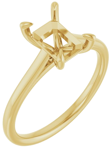 10K Yellow  8x6 mm Emerald Solitaire Engagement Ring Mounting (1)