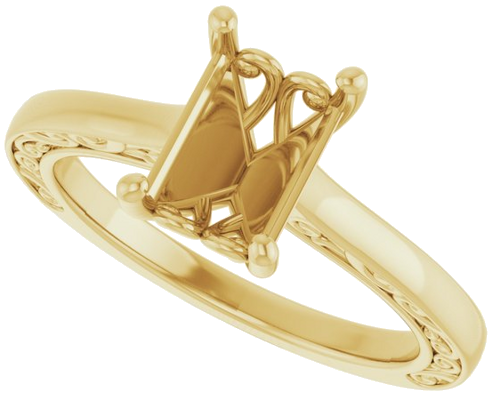 Sužadėtuvių Žiedas „Solitaire“ 585 Geltonojo Aukso Emerald 8mm x 6mm (5)