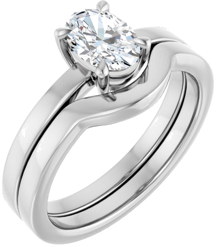 14K White 7x5 mm Oval Solitaire Engagement Ring Mounting (6)