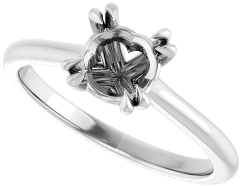 14K White 6.5 mm Round Solitaire Engagement Ring Mounting (5)