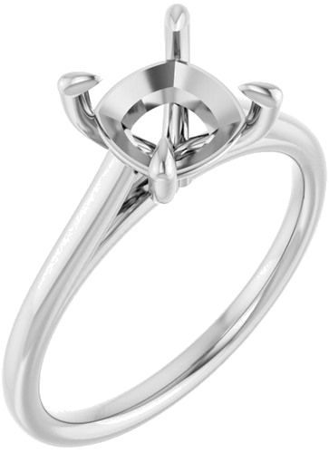 Platinum  7 mm Cushion Solitaire Engagement Ring Mounting (1)