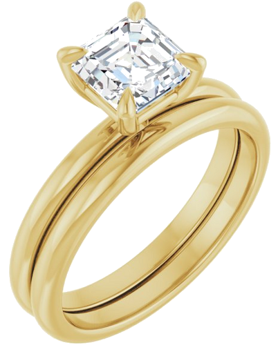 14K Yellow  6x6 mm Asscher Solitaire Engagement Ring Mounting (6)