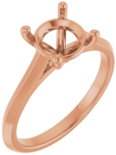 14K Rose 8 mm Round Solitaire Engagement Ring Mounting (1)