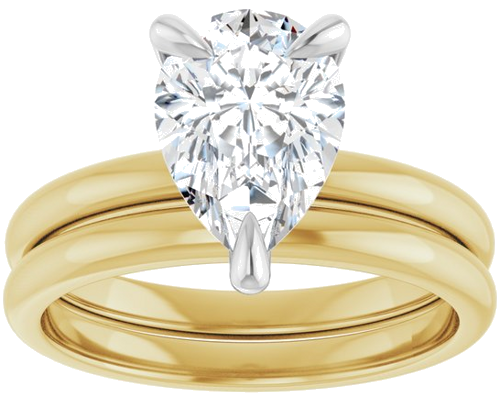 14K Yellow White 10 x 7 mm Pear Engagement Ring Mounting (8)