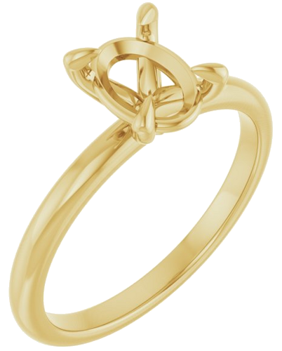 Sužadėtuvių Žiedas „Solitaire“ 750 Geltonojo Aukso Oval 8mm x 6mm (1)