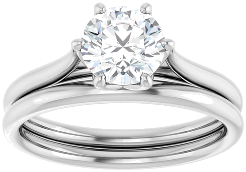 10K White 6.5 mm Round Engagement Ring Mounting (8)