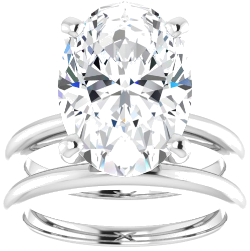 14K White  14x10 mm Oval Solitaire Engagement Ring Mounting (8)