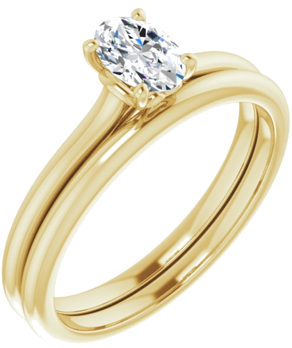 Sužadėtuvių Žiedas „Solitaire“ 585 Geltonojo Aukso Oval 6mm x 4mm (6)