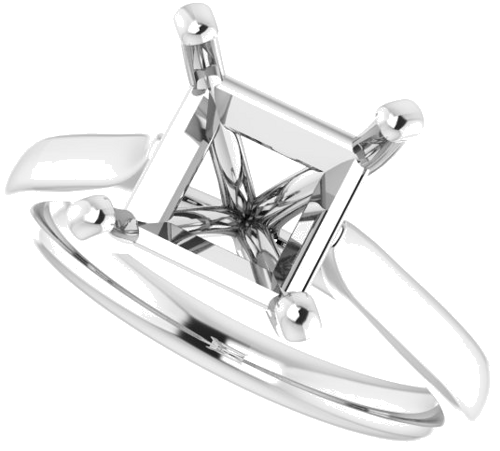 Sužadėtuvių Žiedas „Solitaire“ 585 Baltojo Aukso Square 7.5mm (5)