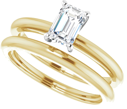 Sužadėtuvių Žiedas „Solitaire“ 585 Baltojo Ir Geltonojo Aukso Emerald 6mm x 4mm (10)