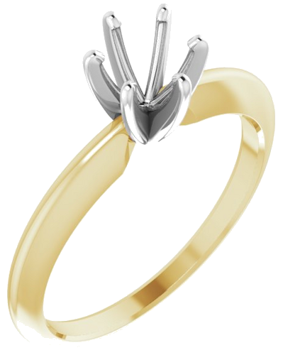 14K Yellow   White 5.4-5.7 mm Round 6-Prong Comfort-Fit Solitaire Ring Mounting (1)