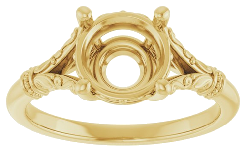 14K Yellow 8 mm Round Solitaire Engagement Ring Mounting (3)