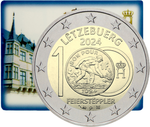 2024. gada Luksemburgas Franca Feiersteplera 2 eiro monēta BU (1)