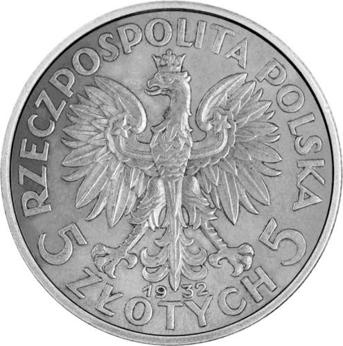5 zlotai Karalienė Jadvyga (1932-1934) Lenkija sidabrinė moneta (2)