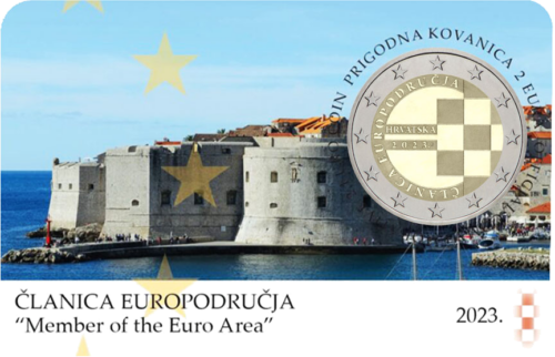 2023 Kroatija Prisijungimas prie euro zonos 2 eurų moneta BU kortelėje (3)