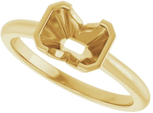 14K Yellow 7x5 mm Emerald Solitaire Engagement Ring Mounting (3)
