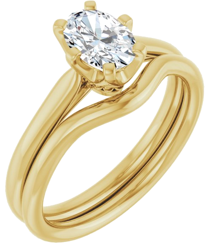 Sužadėtuvių Žiedas „Solitaire“ 585 Geltonojo Aukso Oval 7mm x 5mm (6)