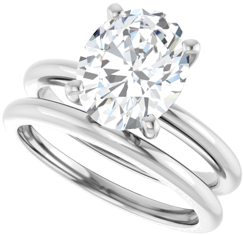 14K White  10x8 mm Oval Solitaire Engagement Ring Mounting (10)