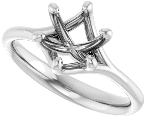 Platinum 7.4 mm Round Engagement Ring Mounting (5)