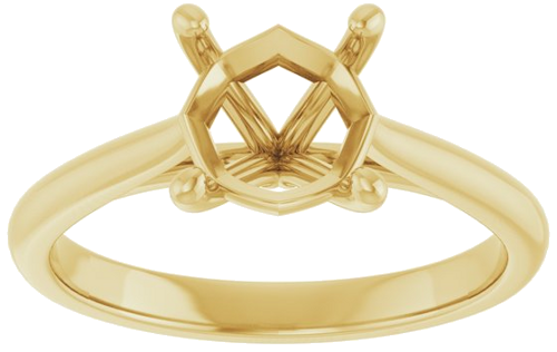 14K Yellow 7 mm Cushion Solitaire Engagement Ring Mounting (3)