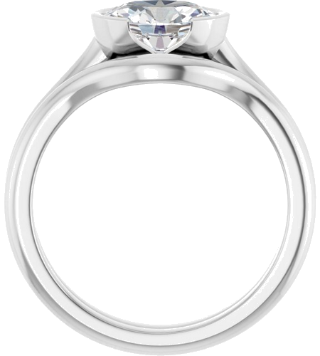 Sužadėtuvių Žiedas „Half Bezel Solitaire“ 585 Baltojo Aukso Oval 8mm x 6mm (6)