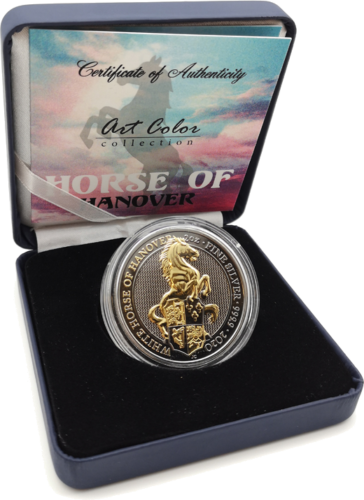 2 oz Baltasis Hanoverio Žirgas (Art of Color collection) auksuota 5 svarų sidabrinė moneta (4)