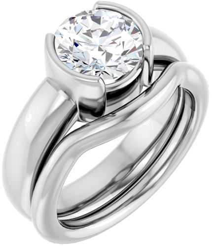 Platinum 8 mm Round Half Bezel Solitaire Engagement Ring Mounting (6)