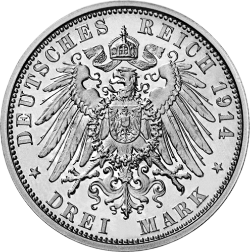 3 markės Vilhelmas II (1914) Vokietijos imperija sidabrinė moneta (2)