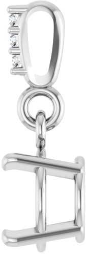 14K White 6.5 mm Round .01 Natural Diamond Semi-Set Pendant (3)