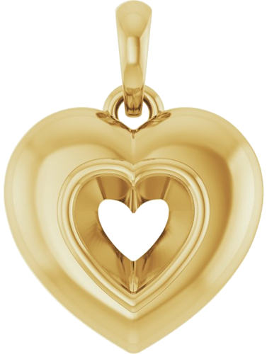 14K Yellow 5 mm Heart Bezel-Set Puffed Pendant Mounting (1)