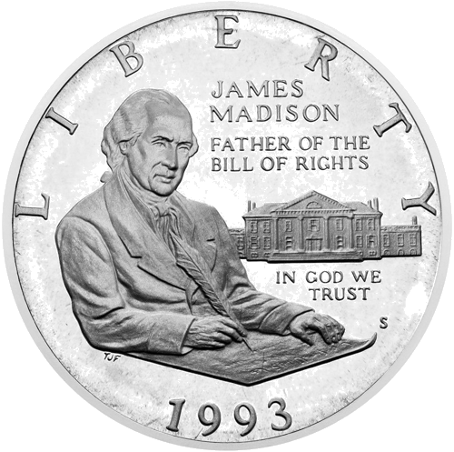 1/2 dolerio 1993 Teisių Bilis  1993 JAV sidabrinė Proof moneta (1)