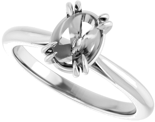 14K White 8 x 6 mm Oval Engagement Ring Mounting (5)