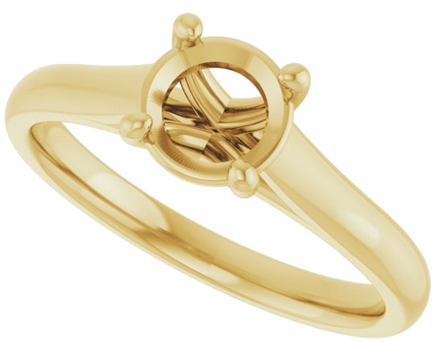 14K Yellow 6.5 mm Round Solitaire Engagement Ring Mounting (5)