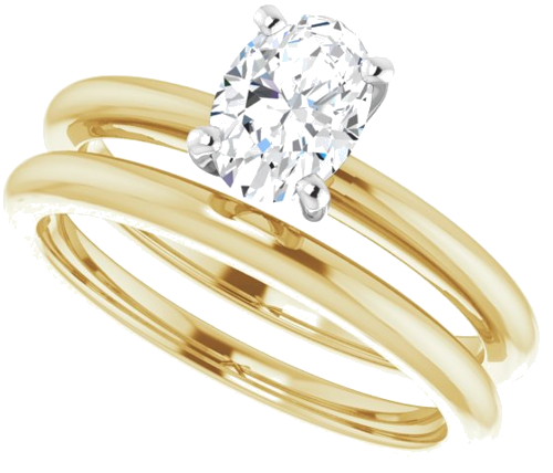 14K Yellow   White  7x5 mm Oval Solitaire Engagement Ring Mounting (10)