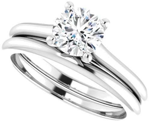Sužadėtuvių Žiedas „Solitaire“ 585 Baltojo Aukso Round 6mm (10)