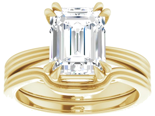 Sužadėtuvių Žiedas „Solitaire“ 585 Geltonojo Aukso Emerald 9mm x 7mm (8)