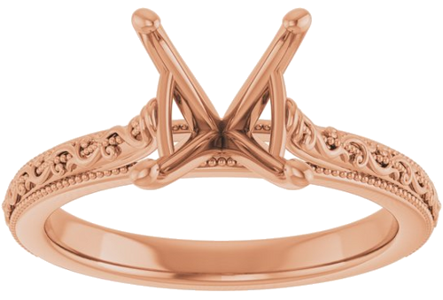 14K Rose  10x8 mm Oval Solitaire Engagement Ring Mounting (3)