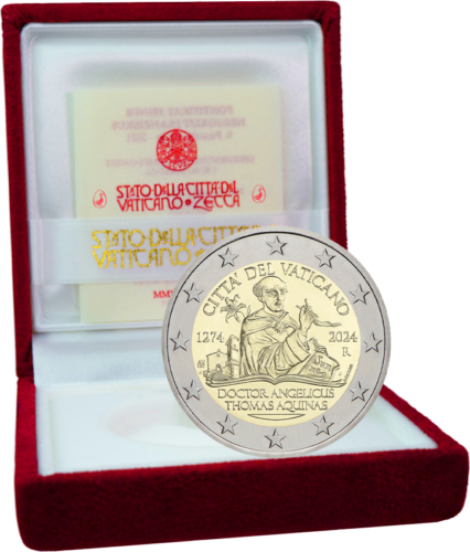 2024 Ватикана Свети Тома Аквински 2 евро PROOF монета (2)
