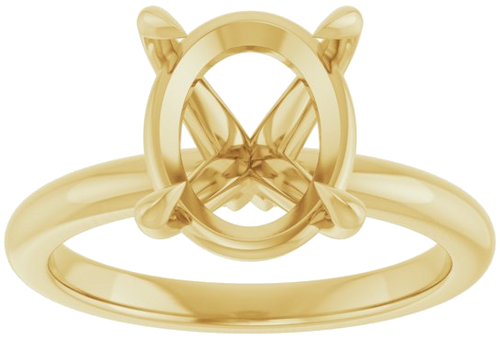 18K Yellow 11x9 mm Oval Solitaire Engagement Ring Mounting (3)