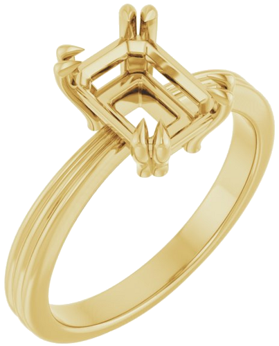 14K Yellow 8x6 mm Emerald Solitaire Engagement Ring Mounting (1)