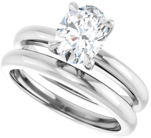 14K White 8x6 mm Oval Solitaire Engagement Ring Mounting (10)